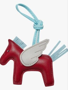 Hermes Leather Pony Bag Charm with Light Blue Strap